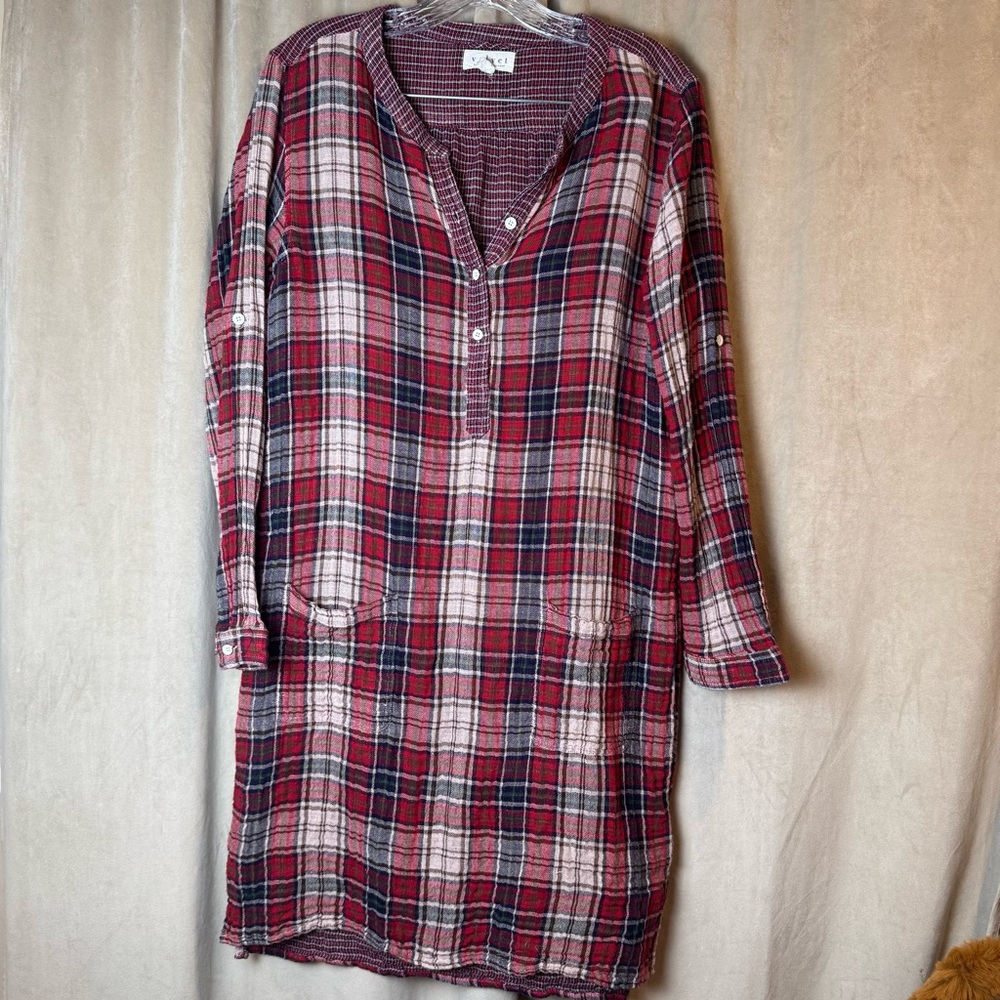 Velvet by Graham & Spencer Red and White Plaid Dress tunic made in India
